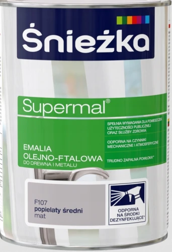 Śnieżka Supermal emalia olejno-ftalowa drewno metal Popielaty mat 0,8L