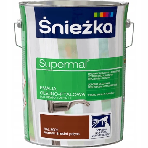 Śnieżka Supermal emalia olejno-ftalowa drewno Orzech Średni połysk 5L