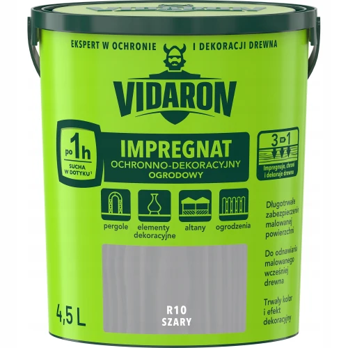 Vidaron Impregnat ochronno-dekoracyjny ogrodowy do drewna Szary 4,5L