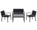 Zestaw mebli ogrodowych metalowy sofa 2 krzesła i stolik czarny