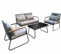 Zestaw mebli ogrodowych sofa 2 fotele i stolik czarny