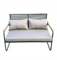 Zestaw mebli ogrodowych sofa 2 fotele i stolik czarny