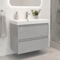 Szafka łazienkowa z umywalką wisząca Szary Połysk 60x45x65cm Diamente