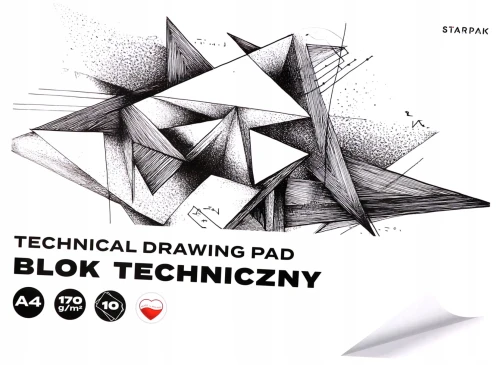 Blok techniczny klasyczny szkolny biały A4 10 kartek
