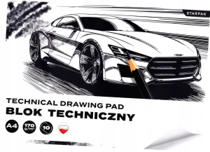 Blok techniczny Auto A4 biały 10 kartek