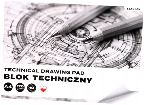 Blok techniczny klasyczny biały A4 10 kartek