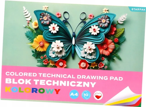 Blok techniczny Motyl kolorowy A4 10 kartek