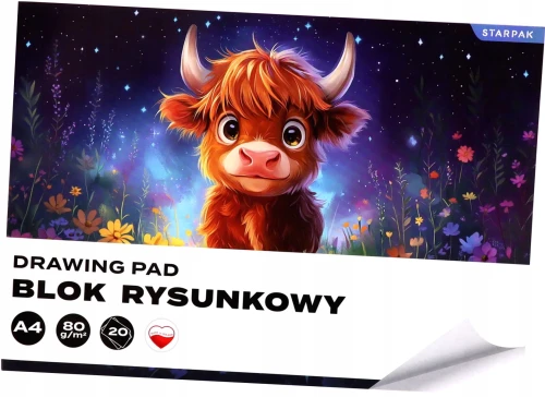 Blok rysunkowy krówka biały A4 20 kartek