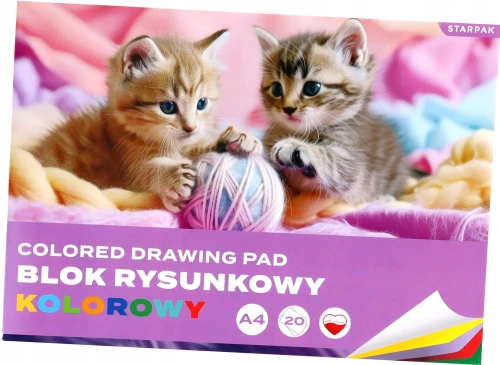 Blok rysunkowy Kotki kolorowy A4 20 kartek