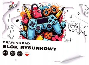 Blok rysunkowy Gaming Pad biały A4 20 kartek
