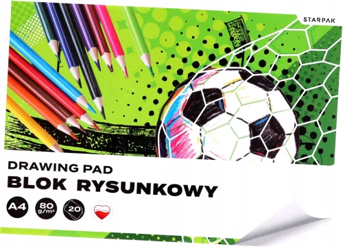 Blok rysunkowy Football biały A4 20 kartek