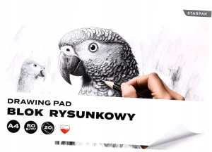 Blok rysunkowy papuga biały A4 20 kartek