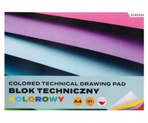 Blok techniczny kolorowy A4 szkolny 10 kartek