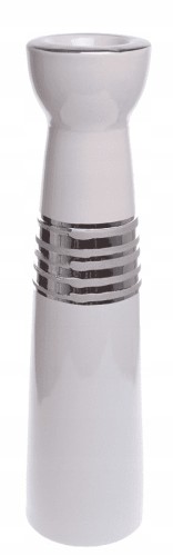 Świecznik szklany srebrny glamour na tealight 36x9,5 cm