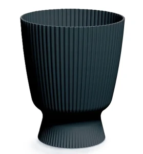 Doniczka plastikowa okrągła osłonka ryflowana antracyt 22cm Milly