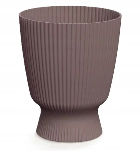 Doniczka plastikowa okrągła osłonka ryflowana marsala 22cm