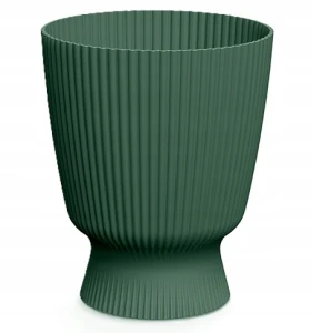 Doniczka plastikowa okrągła osłonka ryflowana zielona 22cm Milly