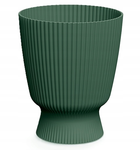 Doniczka plastikowa okrągła osłonka ryflowana zielona 22cm Milly