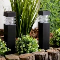 Lampa solarna wbijana ogrodowa zimny biały czarna 39cm 1szt