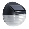 Lampa solarna naścienna ogrodowa okrągła ciepła biel czarna 11cm 1szt