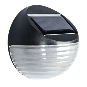 Lampa solarna naścienna ogrodowa okrągła ciepła biel czarna 11cm 1szt