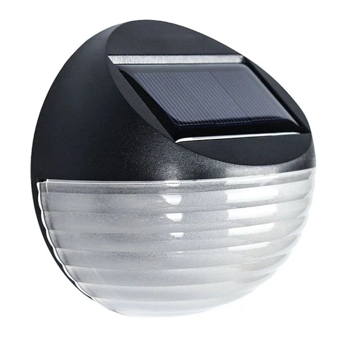 Lampa solarna naścienna ogrodowa okrągła ciepła biel czarna 11cm 1szt