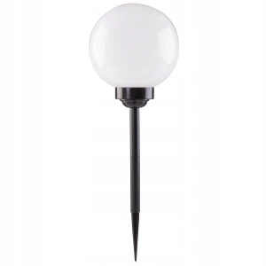 Lampka solarna ogrodowa wbijana kula zimna biel czarna 58cm 1szt