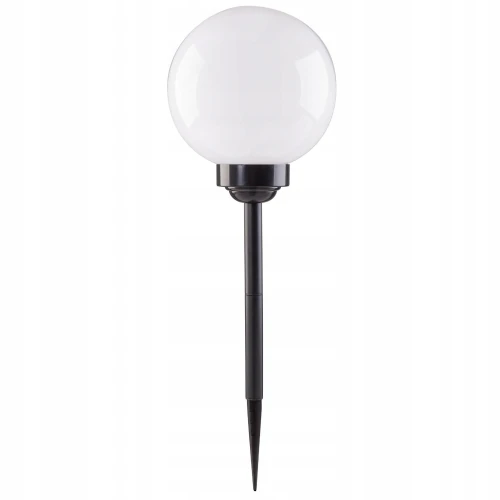 Lampka solarna ogrodowa wbijana kula zimna biel czarna 58cm 1szt