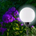 Lampka solarna ogrodowa wbijana kula zimna biel czarna 58cm 1szt
