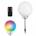 Lampka solarna ogrodowa wbijana kula RGB srebrna 68cm 1szt