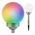 Lampka solarna ogrodowa wbijana kula RGB srebrna 22,5cm 1szt
