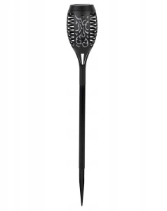 Lampka solarna ogrodowa wbijana pochodnia ciepły biały czarna 51cm 1szt