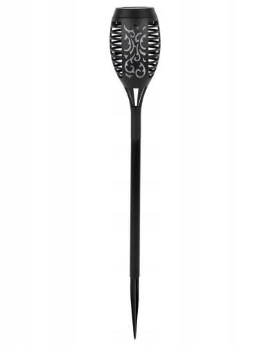 Lampka solarna ogrodowa wbijana pochodnia ciepły biały czarna 51cm 1szt