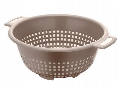 Cedzak durszlak okrągły plastikowy z uchwytami beżowy 24 cm