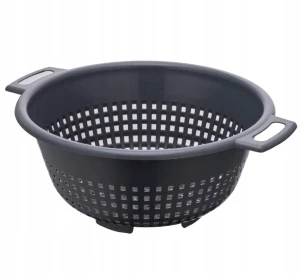 Cedzak durszlak okrągły plastikowy z uchwytami szary 24 cm