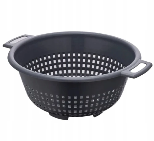 Cedzak durszlak okrągły plastikowy z uchwytami szary 24 cm