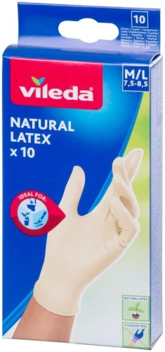 Vileda Natural Latex Rękawiczki lateksowe białe r. M/L 10szt