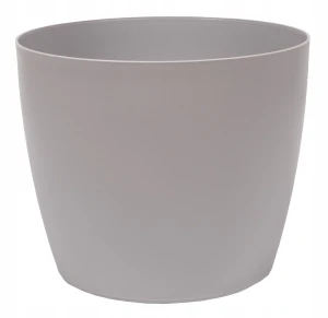 Doniczka plastikowa osłonka okrągła gładka szara 19cm Mati