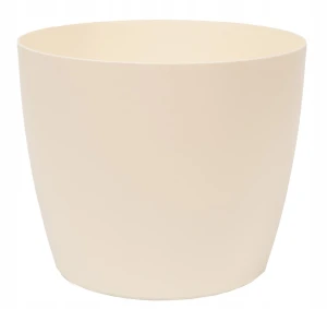 Doniczka plastikowa osłonka okrągła gładka kremowa 15cm Mati