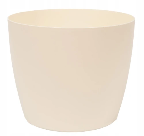 Doniczka plastikowa osłonka okrągła gładka kremowa 15cm