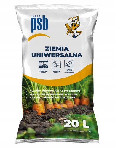 Ziemia uniwersalna do roślin wspiera wzrost 5,5-6,5 pH 20L