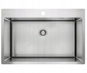 Zlewozmywak stalowy jednokomorowy szczotkowana wpuszczany chrom 76x50,5cm Olfato