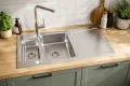 Zlewozmywak stalowy 1.5 komorowy wpuszczany szczotkowana chrom 100x50cm