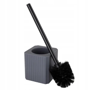 Szczotka łazienkowa WC z pojemnikiem plastikowym ryflowana szara 38,5cm Arieta
