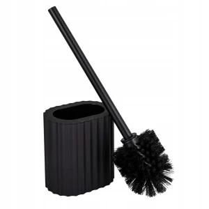 Szczotka łazienkowa WC z pojemnikiem plastikowym ryflowana czarna 39,5cm Belinda