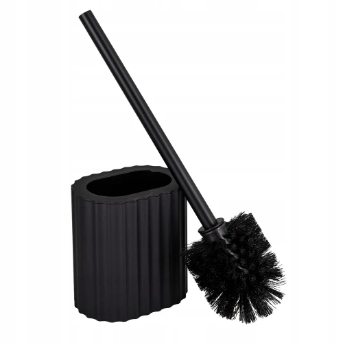 Szczotka łazienkowa WC z pojemnikiem plastikowym ryflowana czarna 39,5cm Belinda