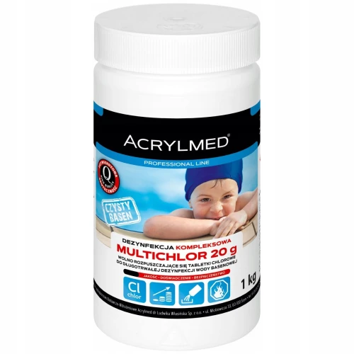 Acrylmed Multichlor wielofunkcyjne tabletki do basenu 20 g chlorowe 1kg