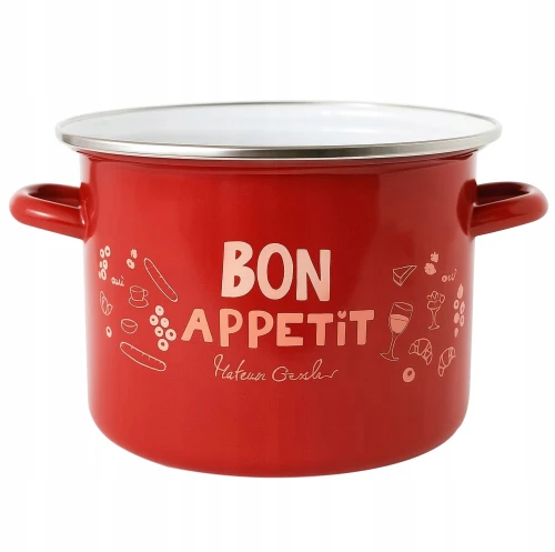 Garnek tradycyjny emaliowany metalowy czerwony Bon Appetit 5,5L