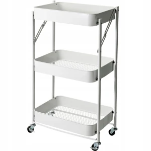 Wózek na kółkach regał kuchenny 3 poziomy metalowy biały 77cm