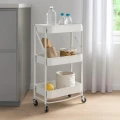 Wózek na kółkach regał kuchenny 3 poziomy metalowy biały 77cm